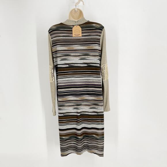 Kori America NEW Sage/Mix Stripes Sequin Elbows Duster Cardigan Womens Sz S - Picture 5 of 7